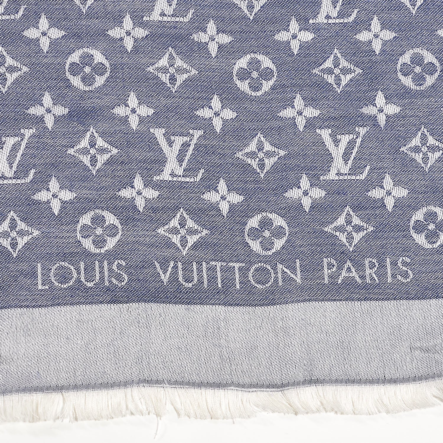 Louis Vuitton Silk Wool Monogram Denim Shawl Blue 4 of 7