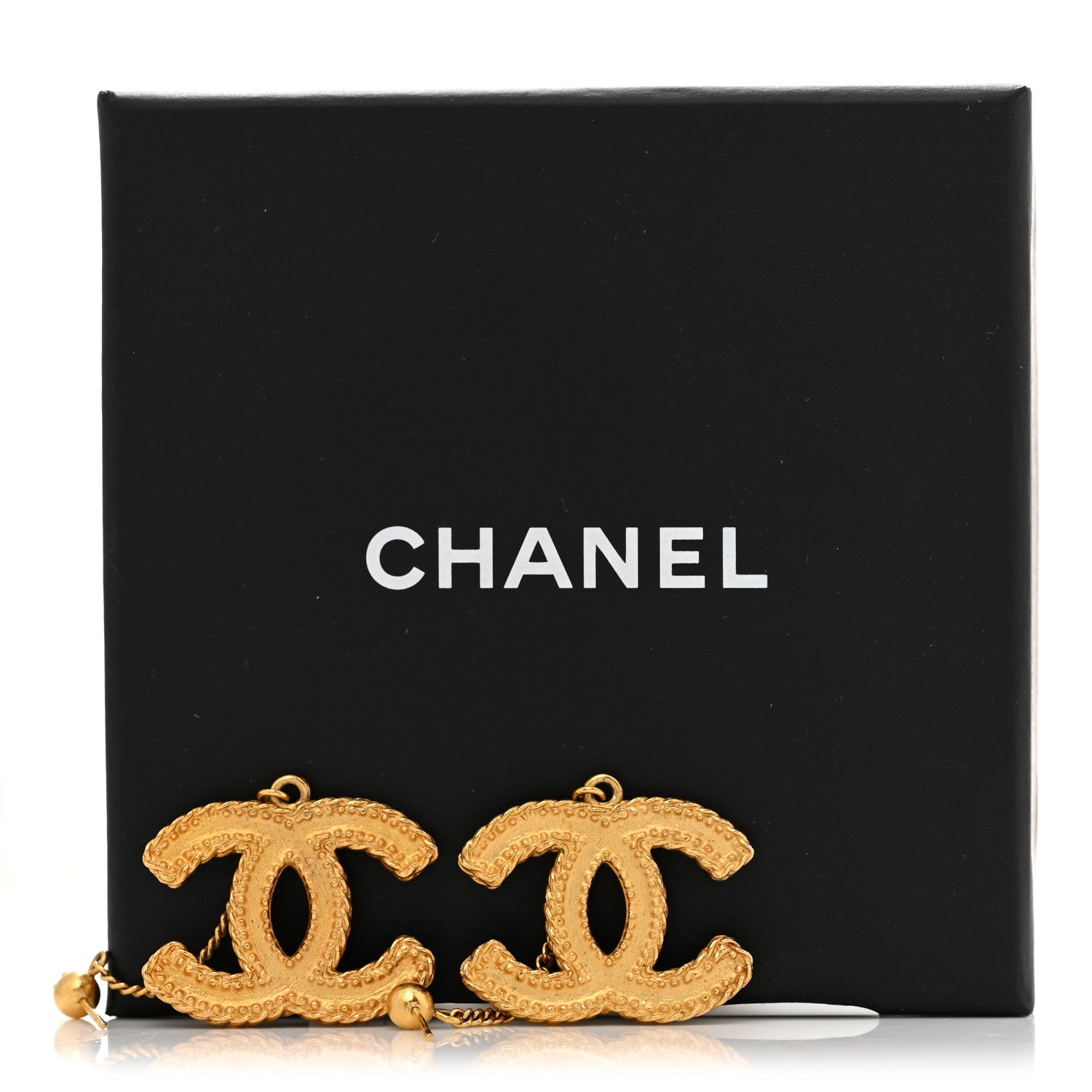 Chanel CC Drop Earrings Matte Gold 5 of 5