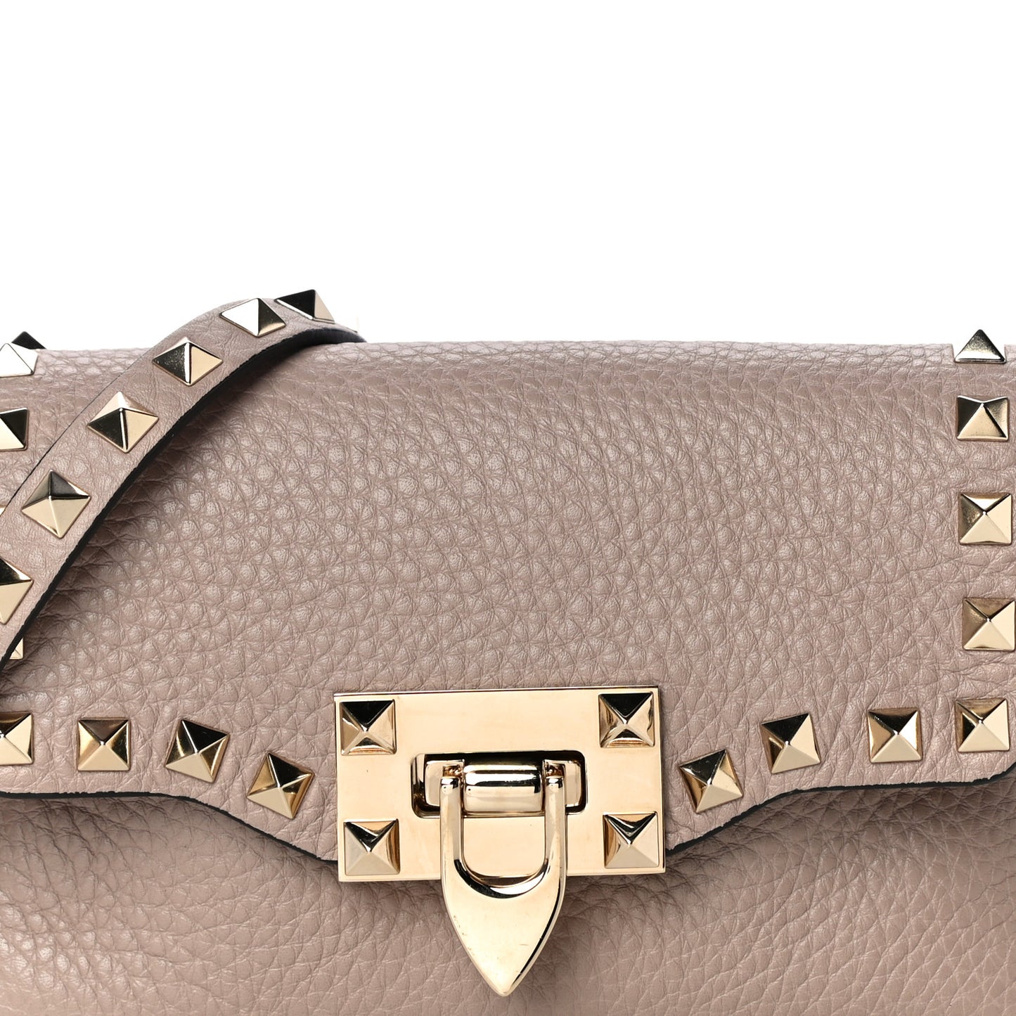 Pebbled Calfskin Mini Rockstud Crossbody Bag Poudre