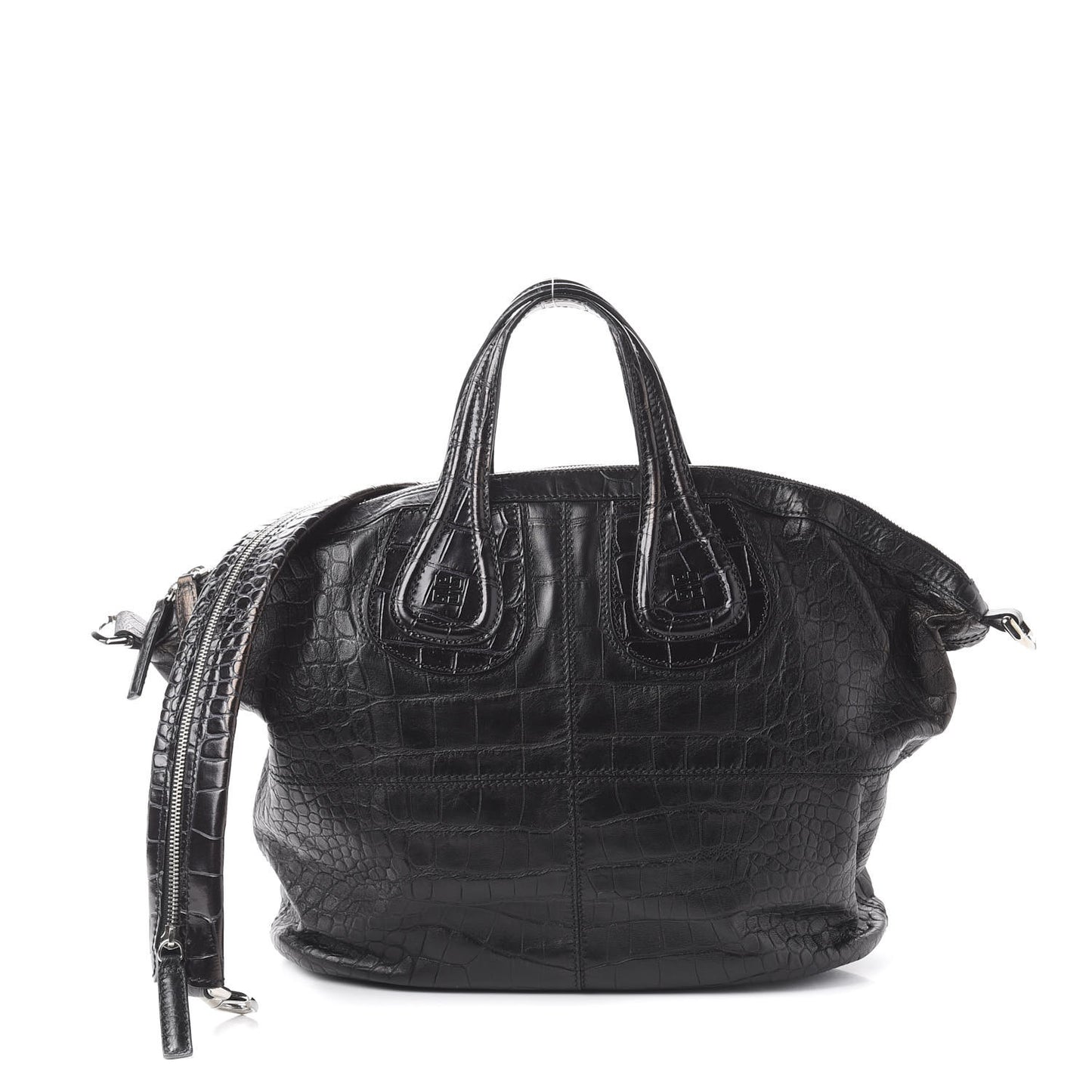 Calfskin Crocodile Embossed Medium Nightingale Black