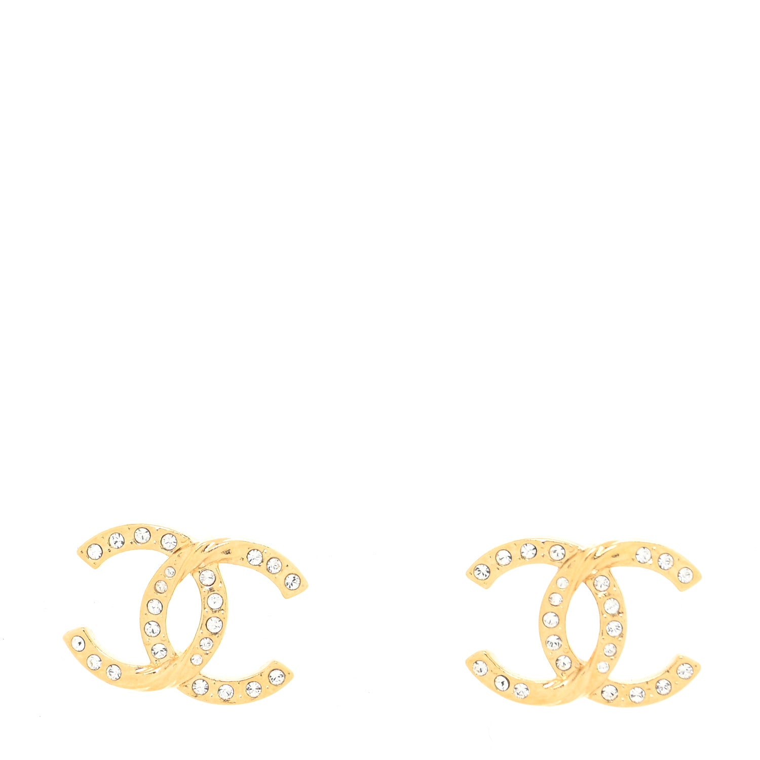 Chanel Crystal Twist CC Earrings Gold 1 of 4