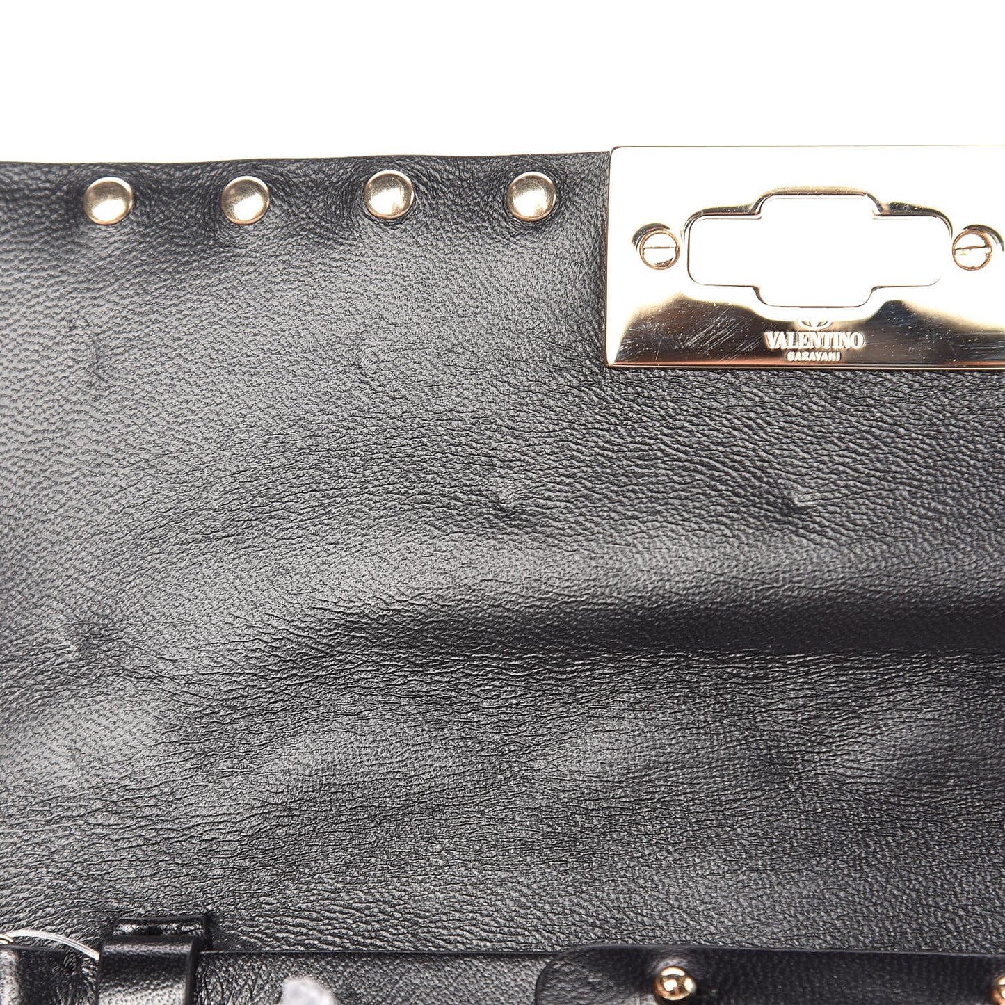 Lambskin Rockstud Spike Wallet on Chain Black