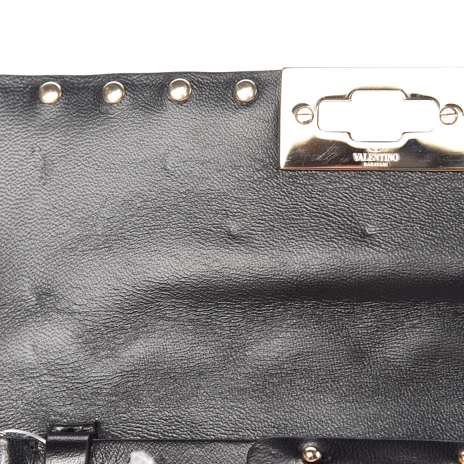 Valentino Garavani Lambskin Rockstud Spike Wallet on Chain Black 7 of 10