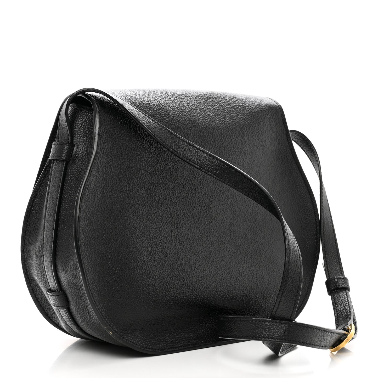 Calfskin Medium Marcie Round Crossbody Bag Black