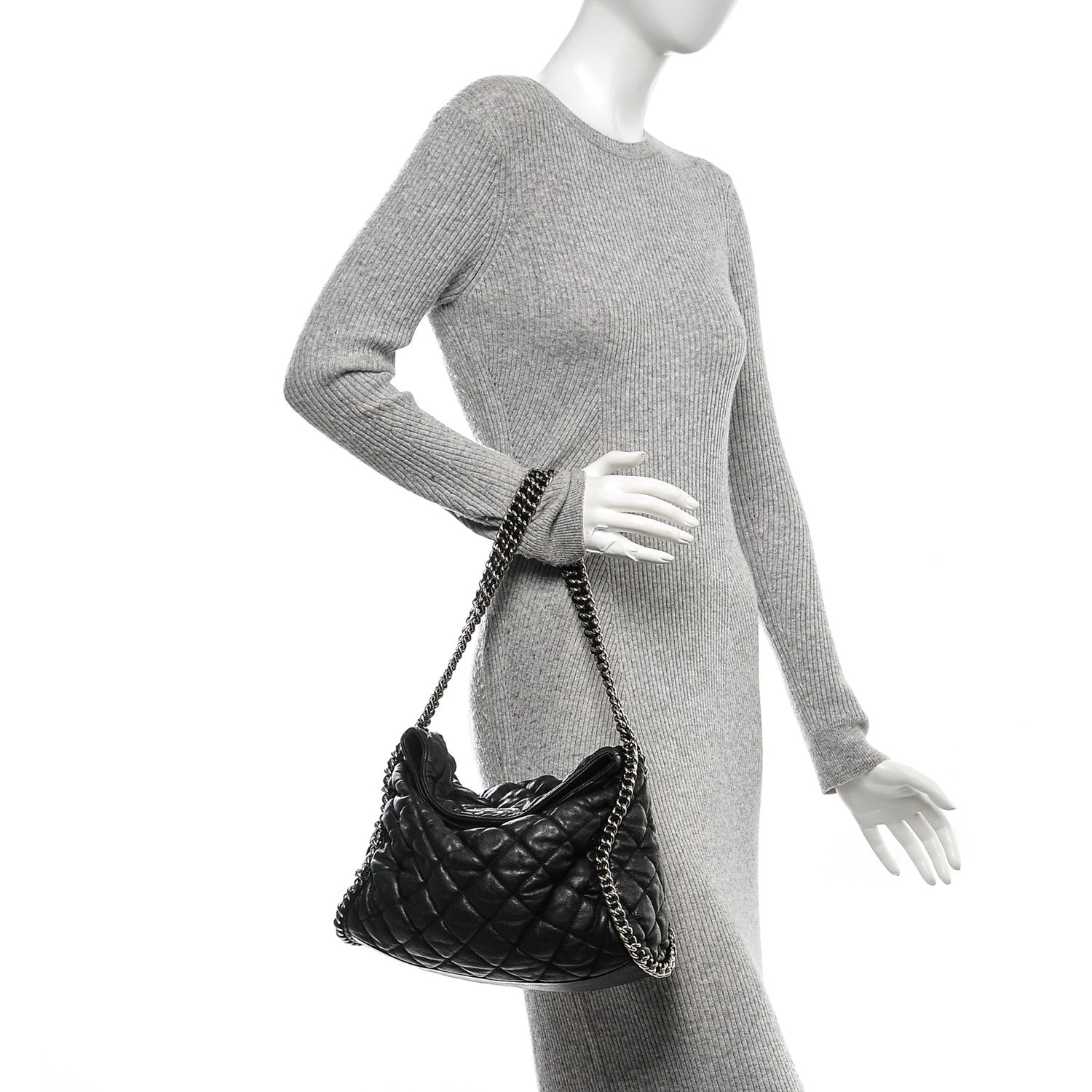 Chanel Washed Lambskin Chain Around Hobo Black 2 of 7