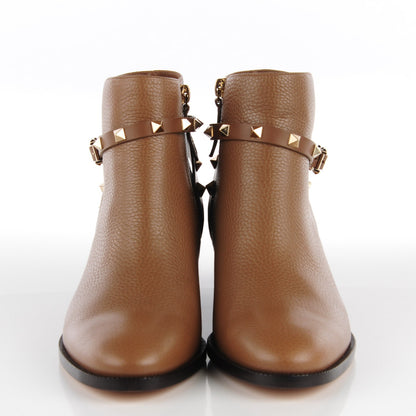 Valentino Garavani Grained Calfskin Rockstud Single Buckle 35mm Cowboy Ankle Boots 41 Nocciola 2 of 7
