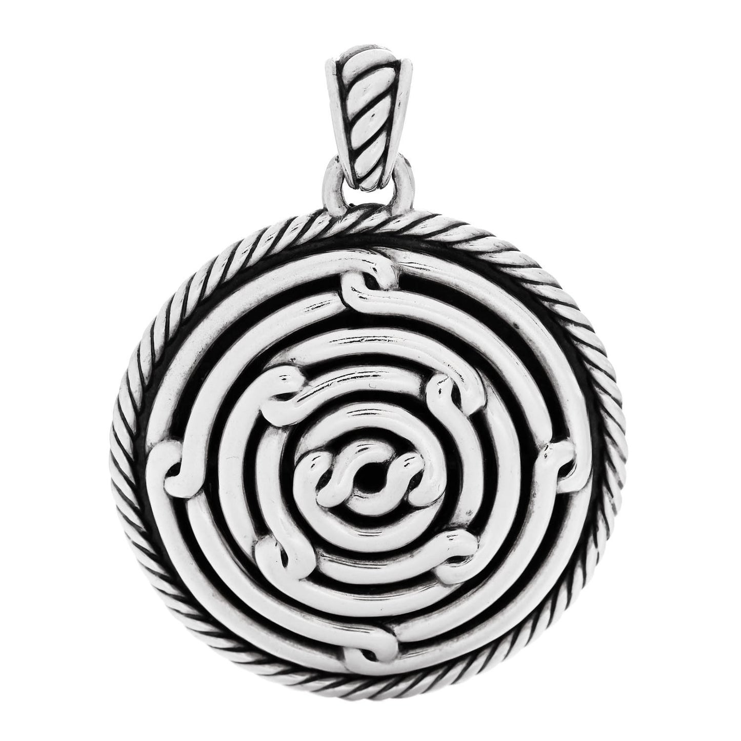 Sterling Silver Large Labyrinth Disc Pendant