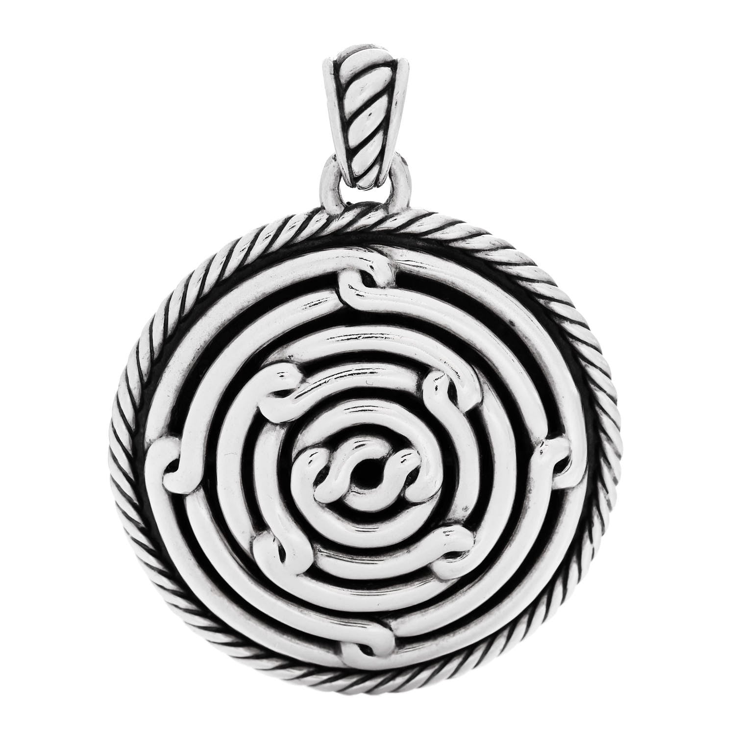 David Yurman Sterling Silver Large Labyrinth Disc Pendant 1 of 4