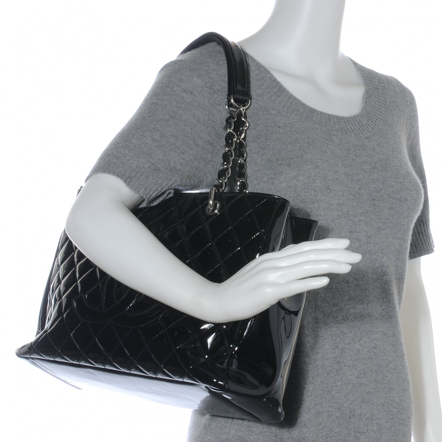 Chanel Patent Grand Shopping Tote GST Black 2 of 7