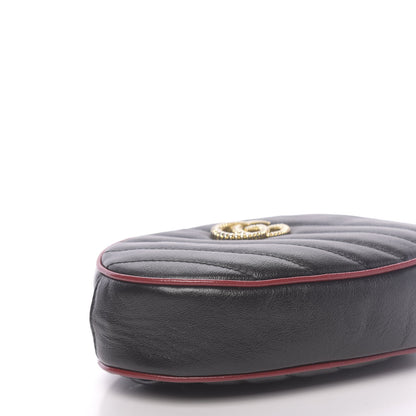 Gucci Azalea Calfskin Matelasse Diagonal Torchon GG Marmont Belt Bag 85 34 Black Romantic Cerise 8 of 10