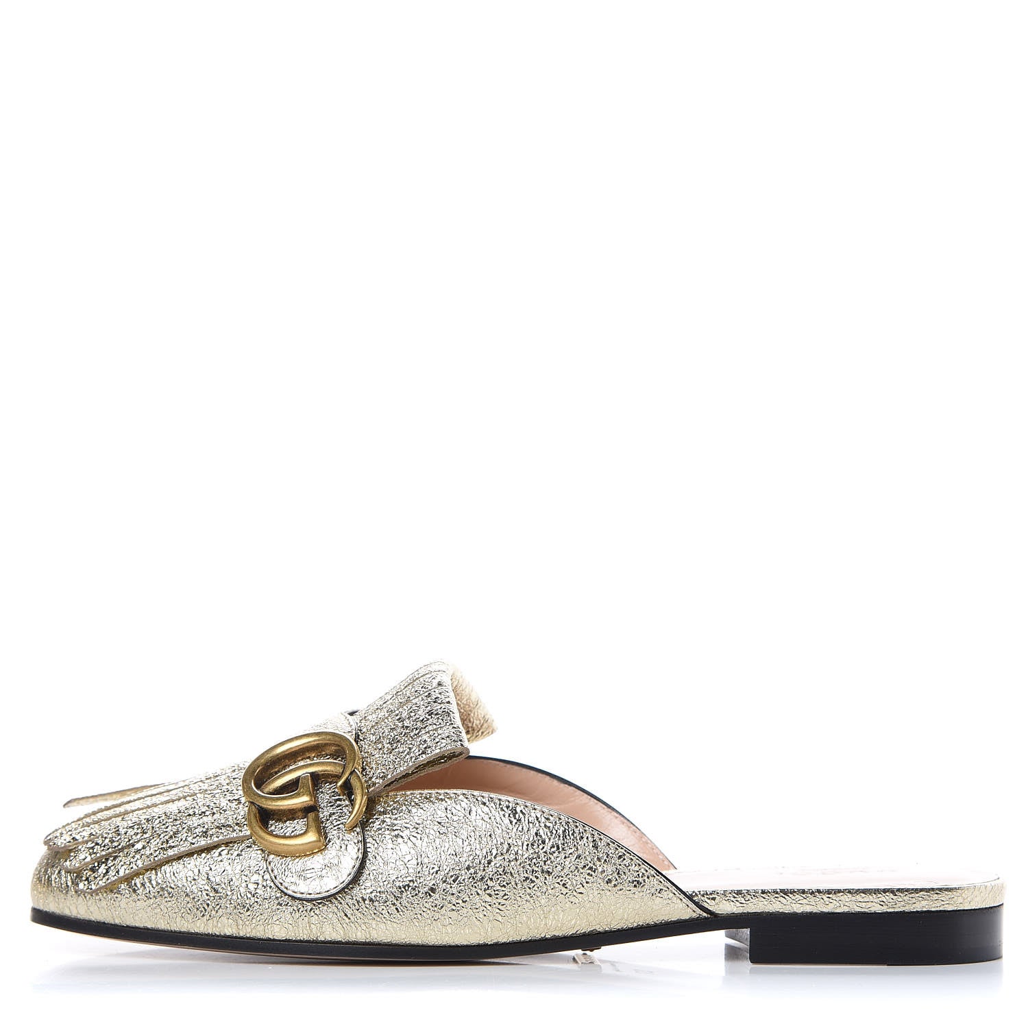 Gucci Galassia Womens GG Marmont Fringe Slippers 37 Platino 1 of 8