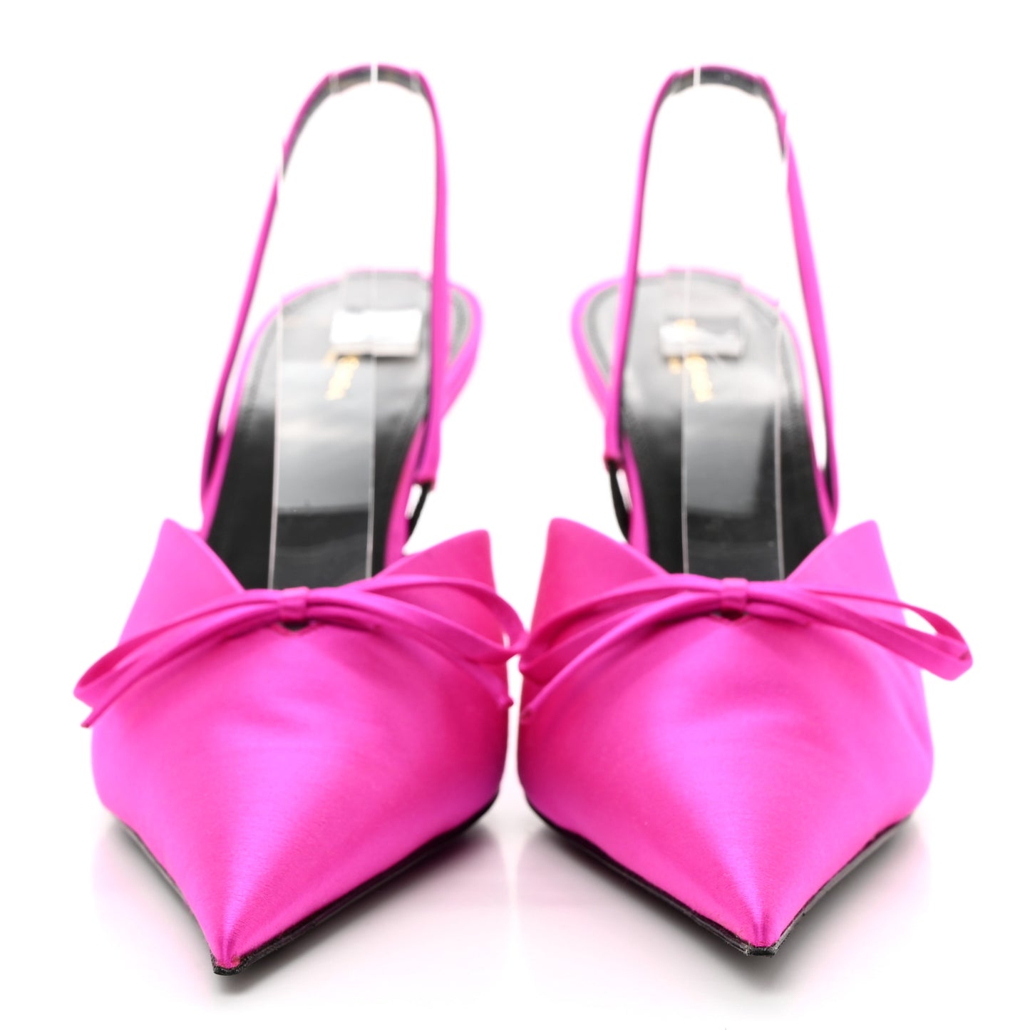 Satin Pointed Toe Knife Slingback Mules 40 Rose Fuchsia