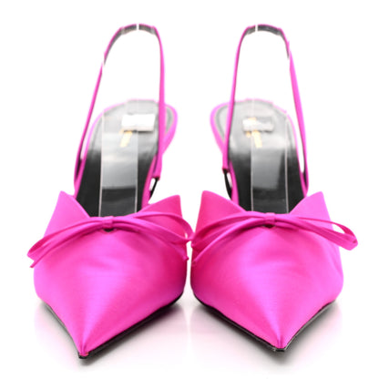 Balenciaga Satin Pointed Toe Knife Slingback Mules 40 Rose Fuchsia 2 of 10