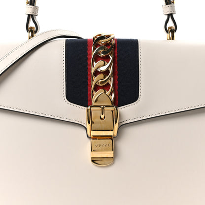 Gucci Calfskin Web Medium Sylvie Top Handle Bag White 8 of 10