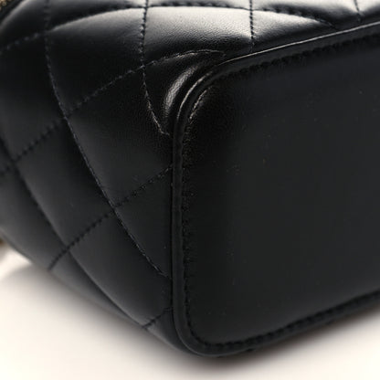 Chanel Lambskin Quilted Mini Pearl Crush Vanity Case With Chain Black 8 of 10
