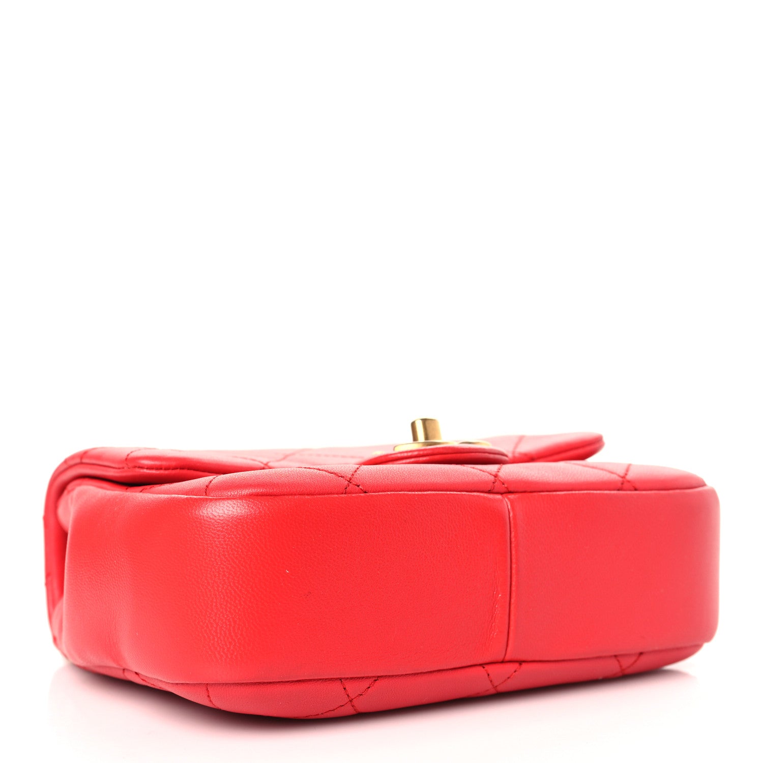 Chanel Lambskin Quilted Small Circular Handle Bag Brilliant Rouge 4 of 9