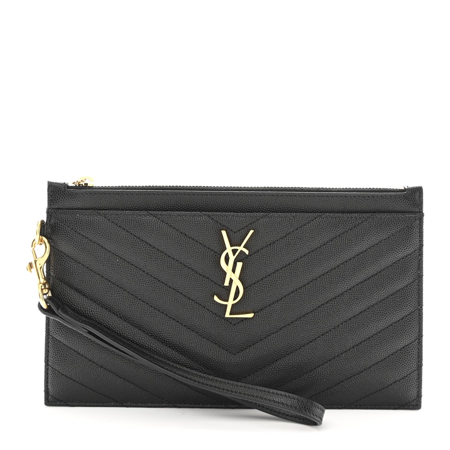 Grain De Poudre Chevron Monogram Large Bill Pouch Black
