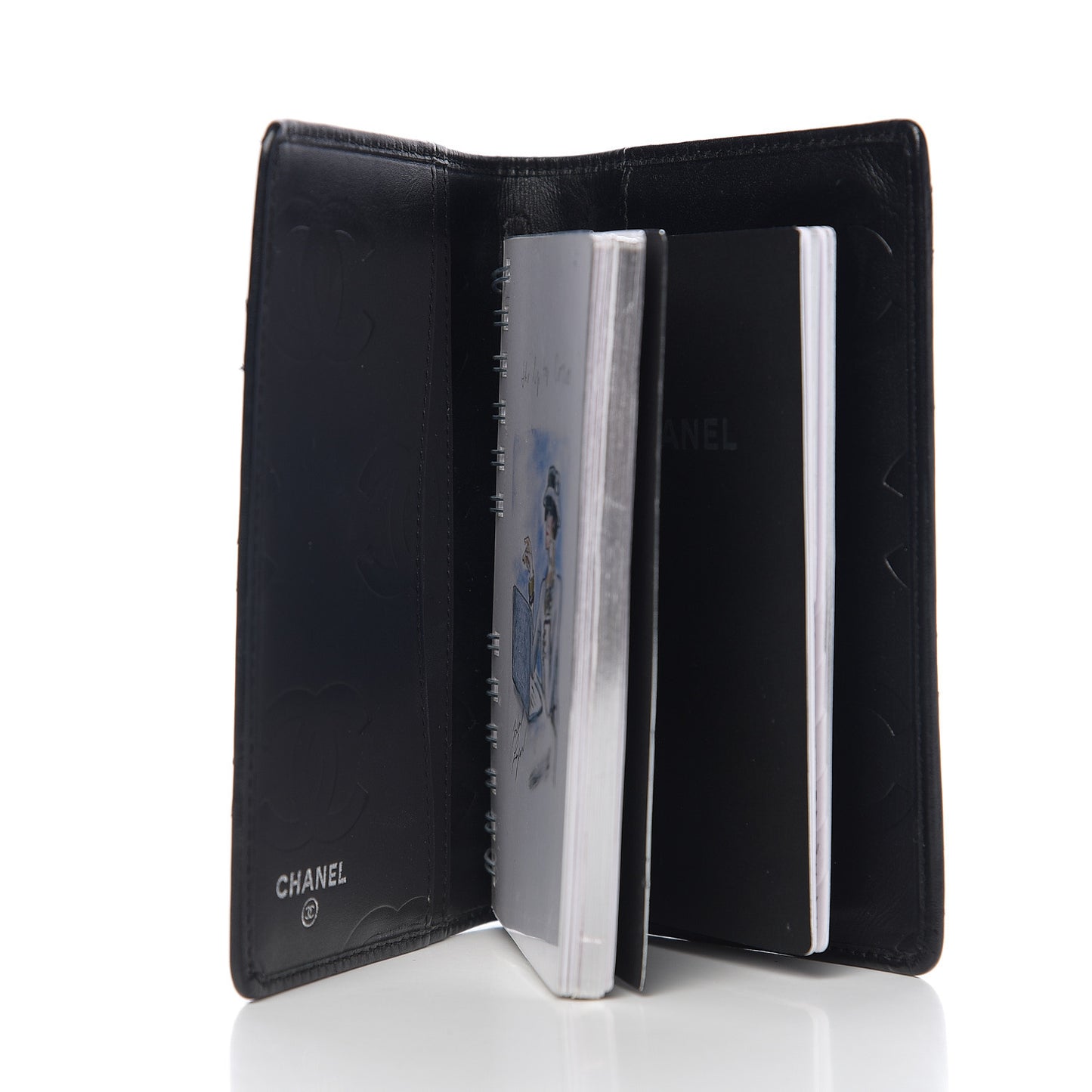 Calfskin Quilted Small Cambon Agenda Planner Black