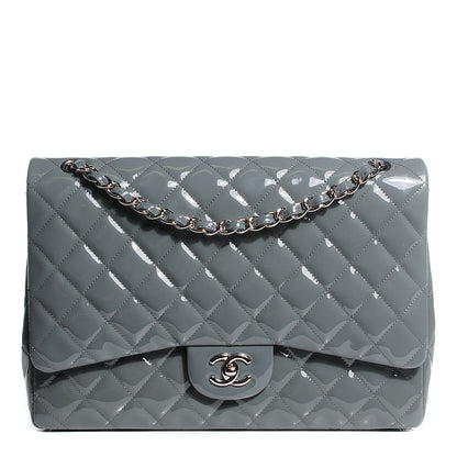 Chanel Patent Quilted Maxi Single Flap Grey 1 of 9