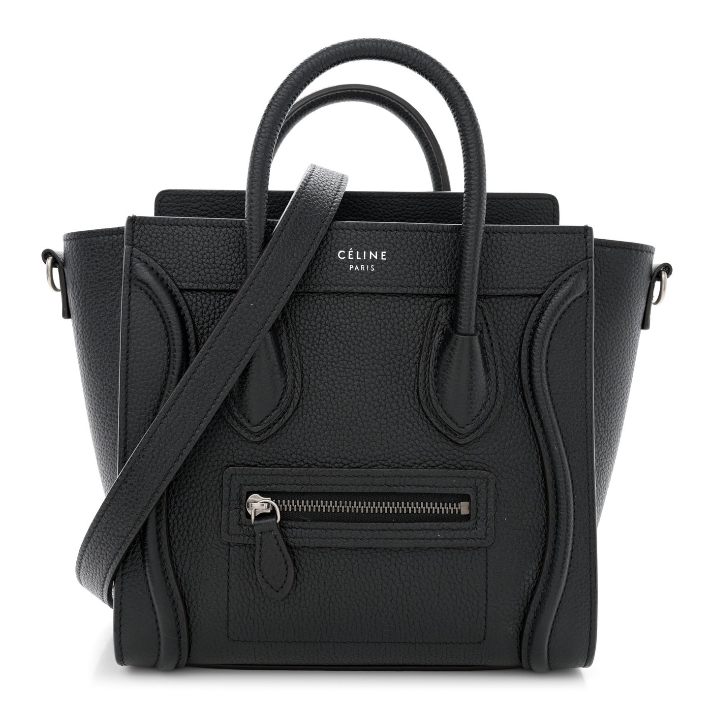 Drummed Calfskin Nano Luggage Black