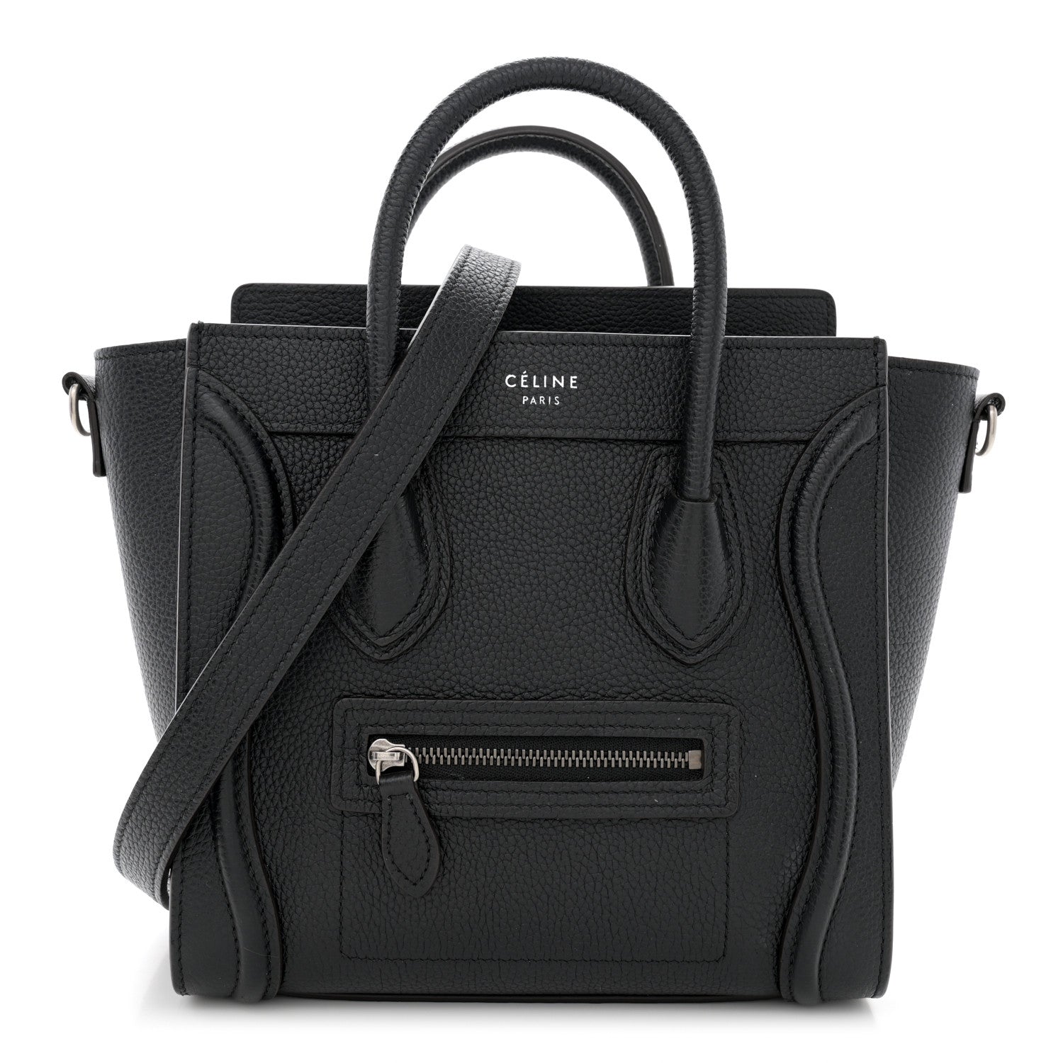 Celine Drummed Calfskin Nano Luggage Black 1 of 13