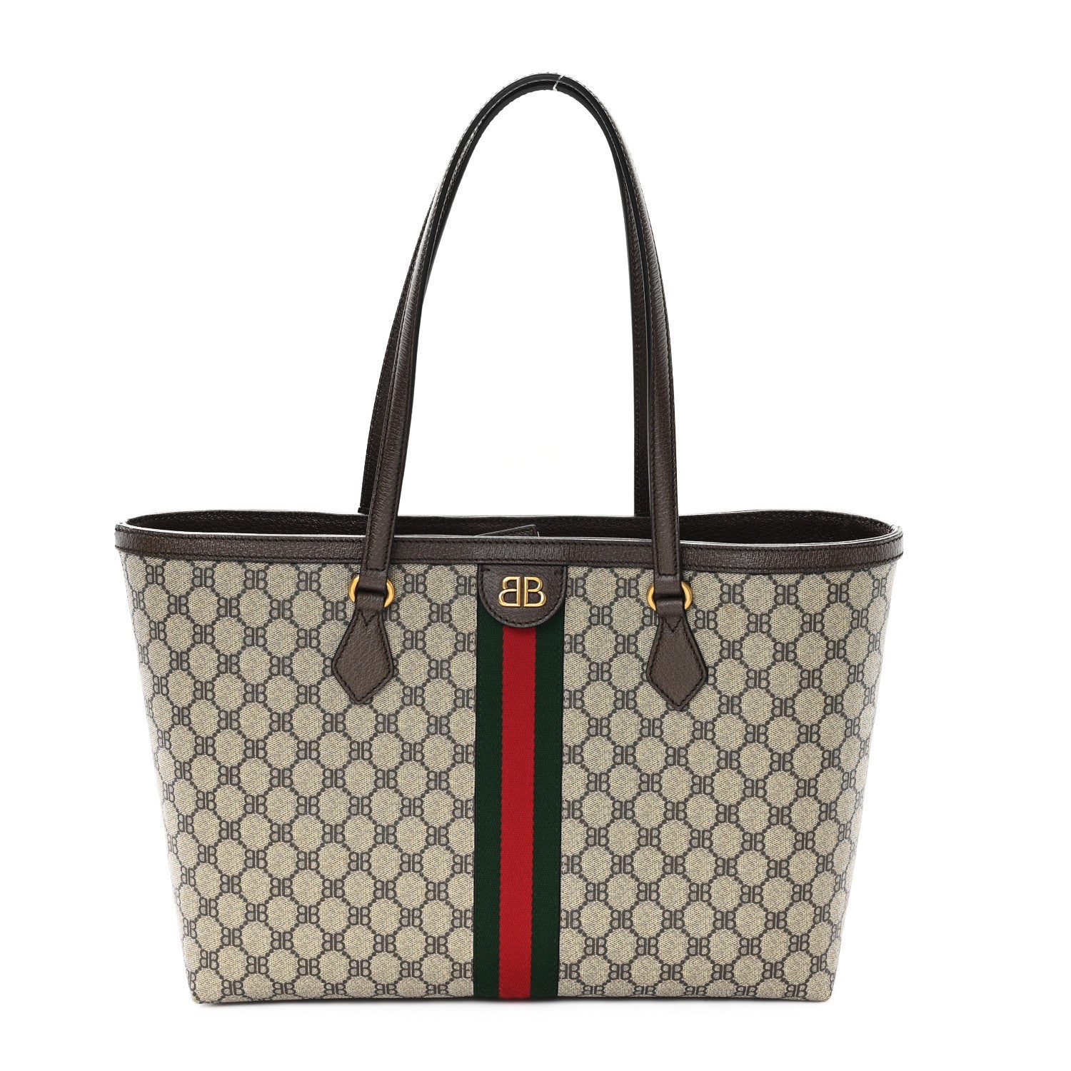 Gucci X BALENCIAGA BB Supreme Monogram Web Medium Ophidia Shopping Tote Beige New Acero 1 of 10