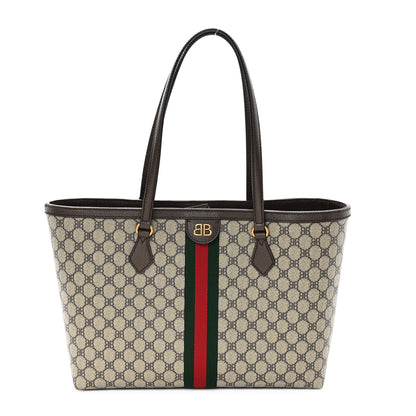 Gucci X BALENCIAGA BB Supreme Monogram Web Medium Ophidia Shopping Tote Beige New Acero 1 of 10