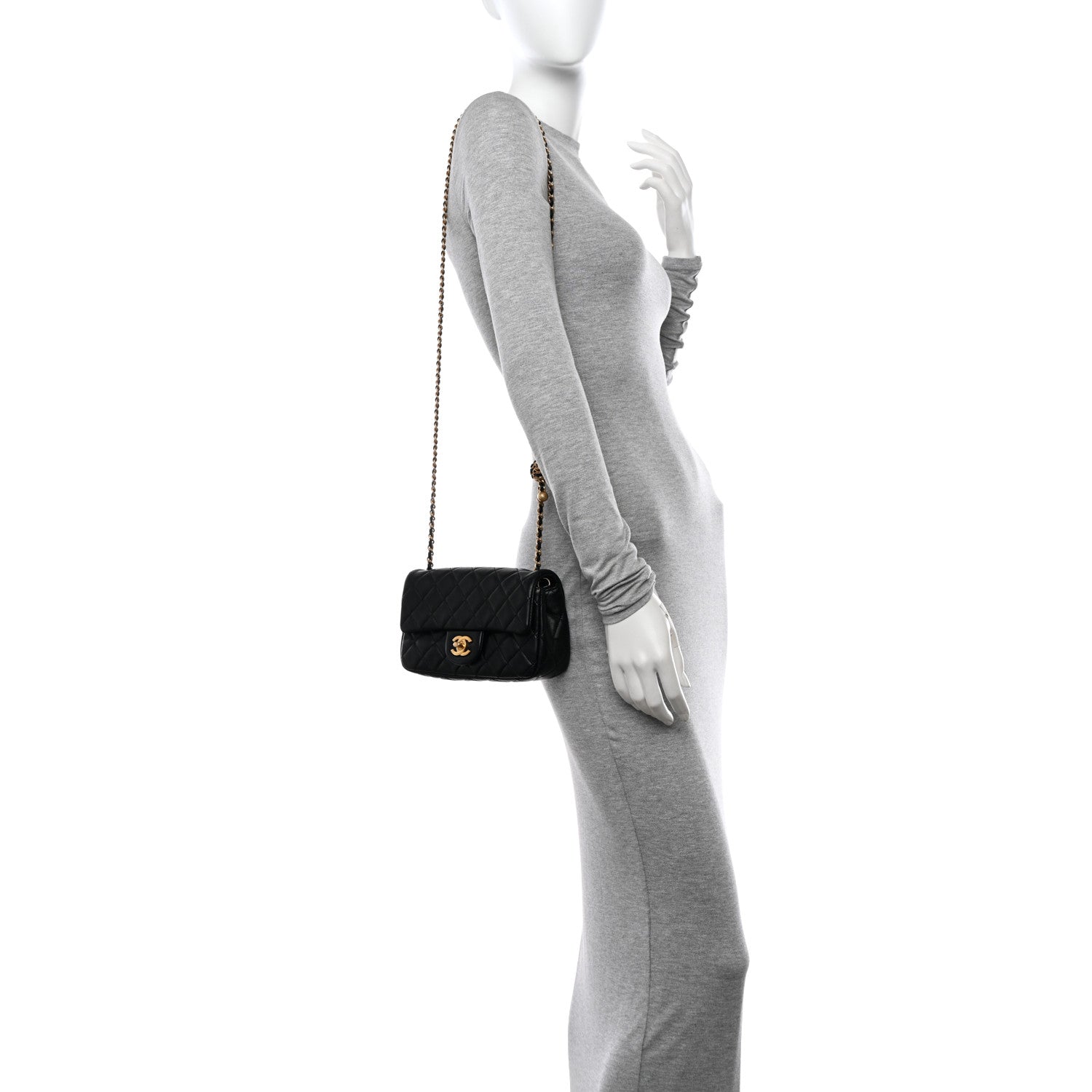 Chanel Lambskin Quilted Mini Rectangular Pearl Crush Flap Black 2 of 11