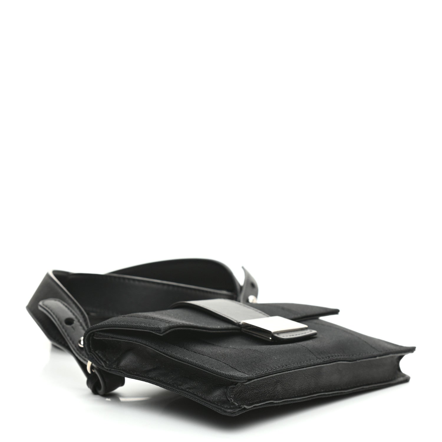 Fendi Recycled Nylon Vitello Grace Light Pequin Baguette Belt Pouch Black 4 of 8