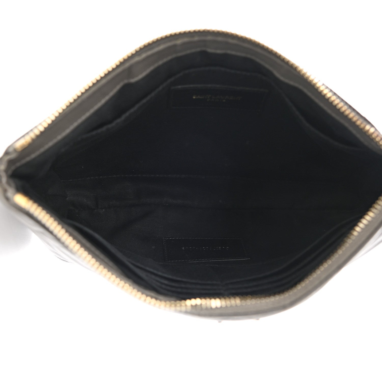 Saint Laurent Calfskin Matelasse Chevron Monogram A5 Wristlet Dark Smog 5 of 10