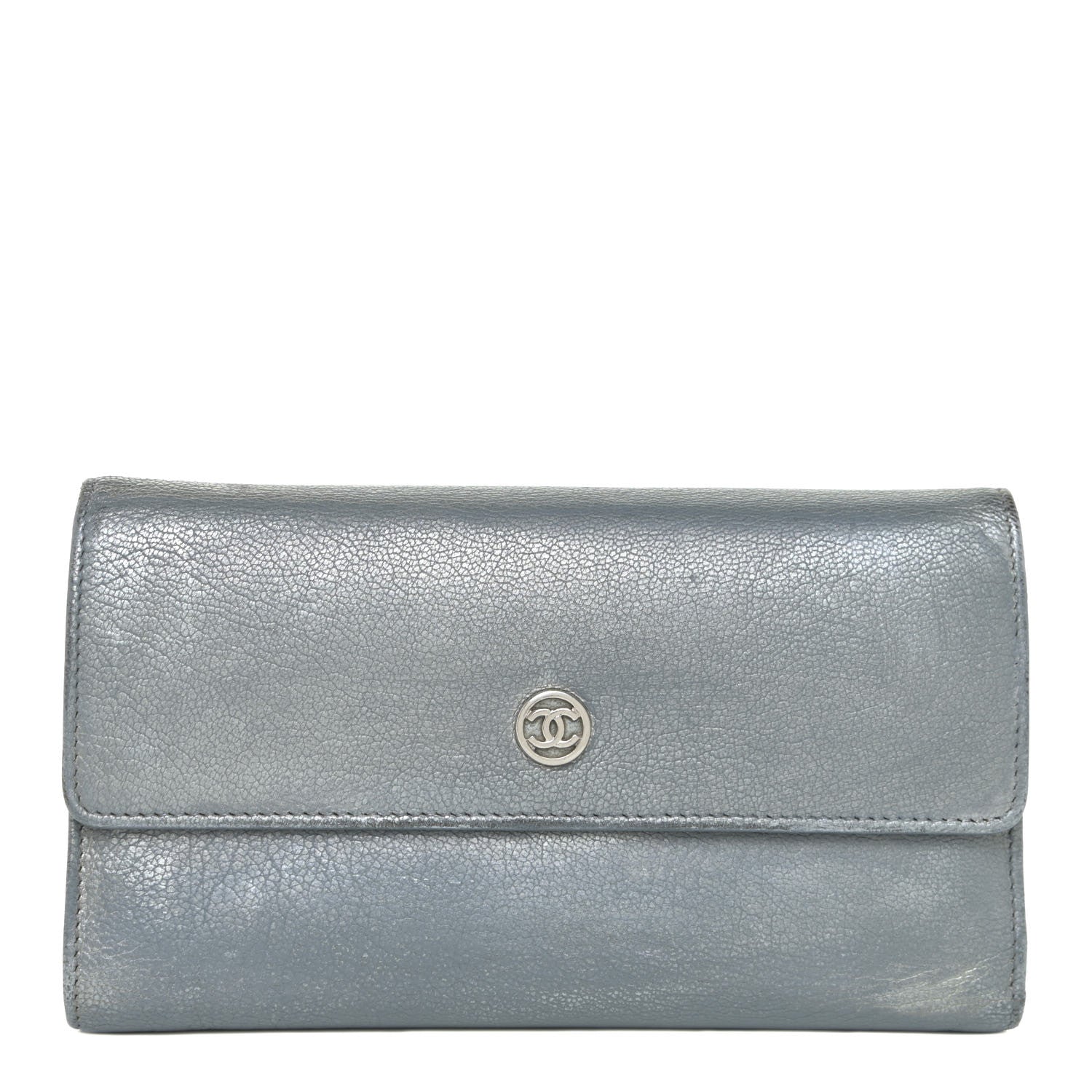 Chanel Metallic Goatskin Large Flap Wallet Silver 1 of 15