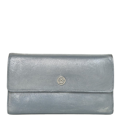 Chanel Metallic Goatskin Large Flap Wallet Silver 1 of 15