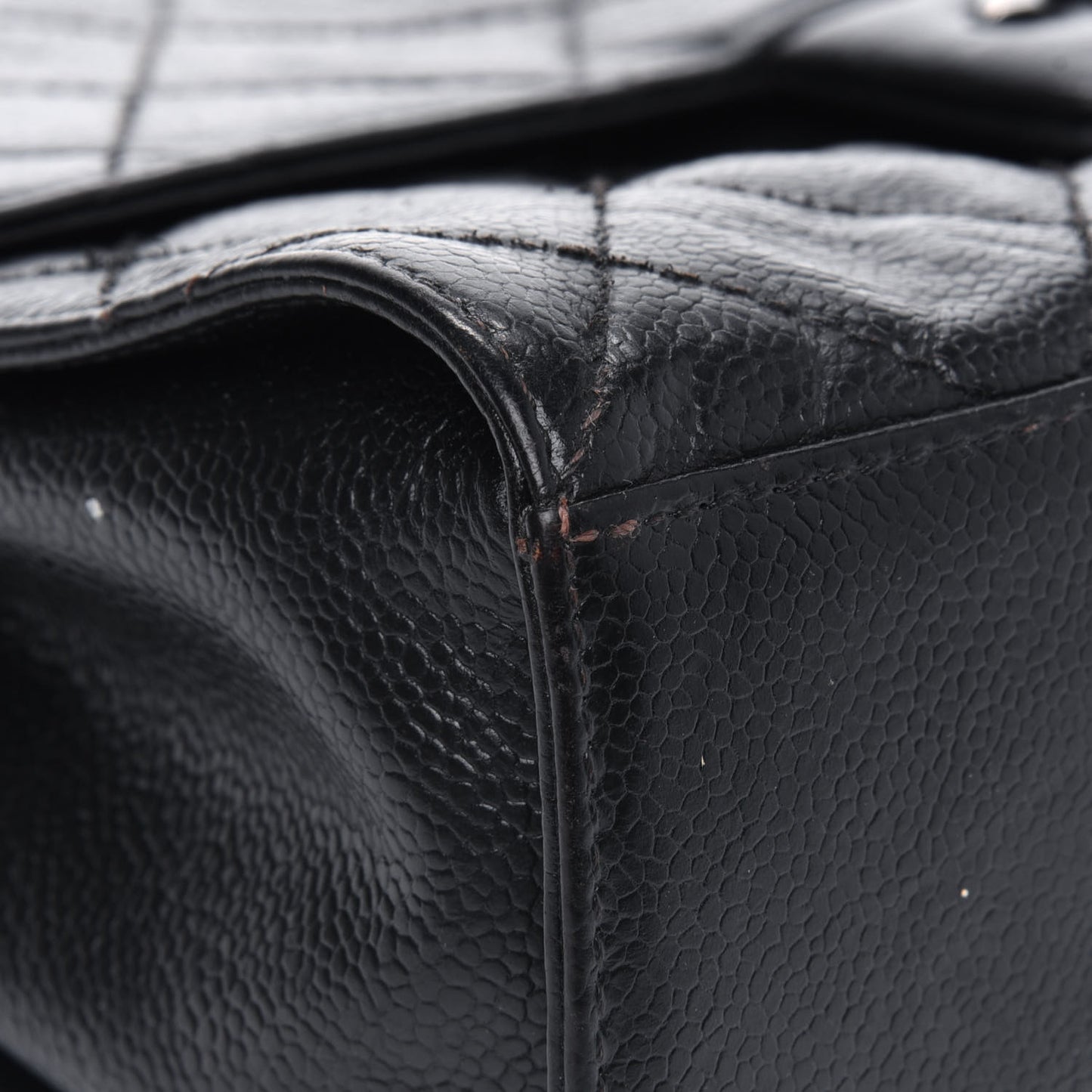 Crumpled Grained Calfskin Medium CC Crave Flap Black