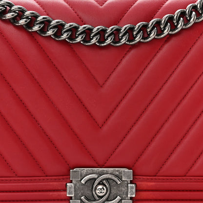 Chanel Calfskin Chevron Quilted Medium Boy Flap Red 7 of 10