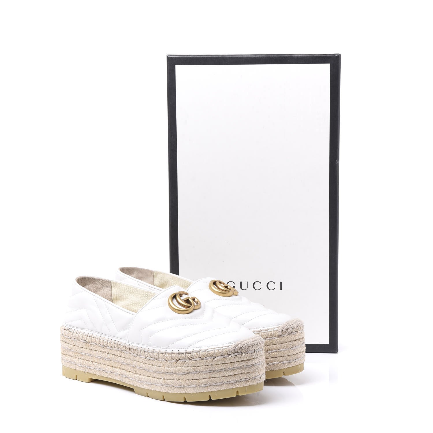 Gucci Nappa Matelasse GG Marmont Platform Espadrilles 39 Great White 9 of 9