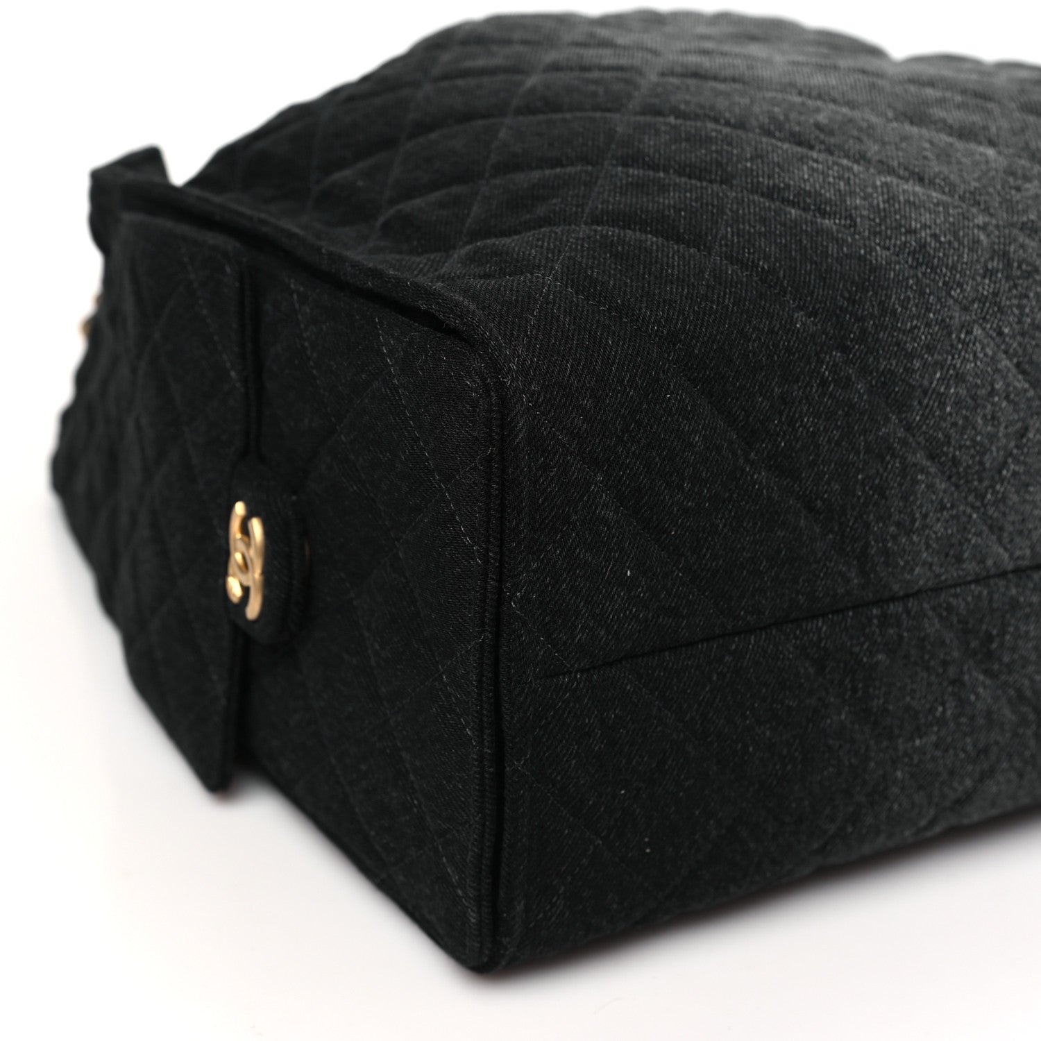 Chanel Washed Denim Quilted Large Chanel 25 Handbag Black 10 of 12