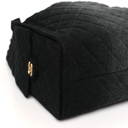 Chanel Washed Denim Quilted Large Chanel 25 Handbag Black 10 of 12