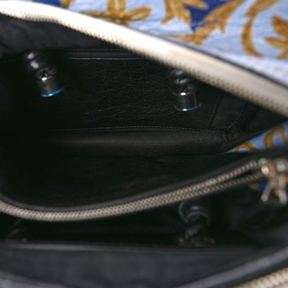 Balenciaga Agneau Floral Print Small Blanket Square Tote Bleu 5 of 10