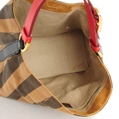 Fendi Pequin Cuoio Vegetale Large Hobo Tobacco Rosso Black 5 of 8