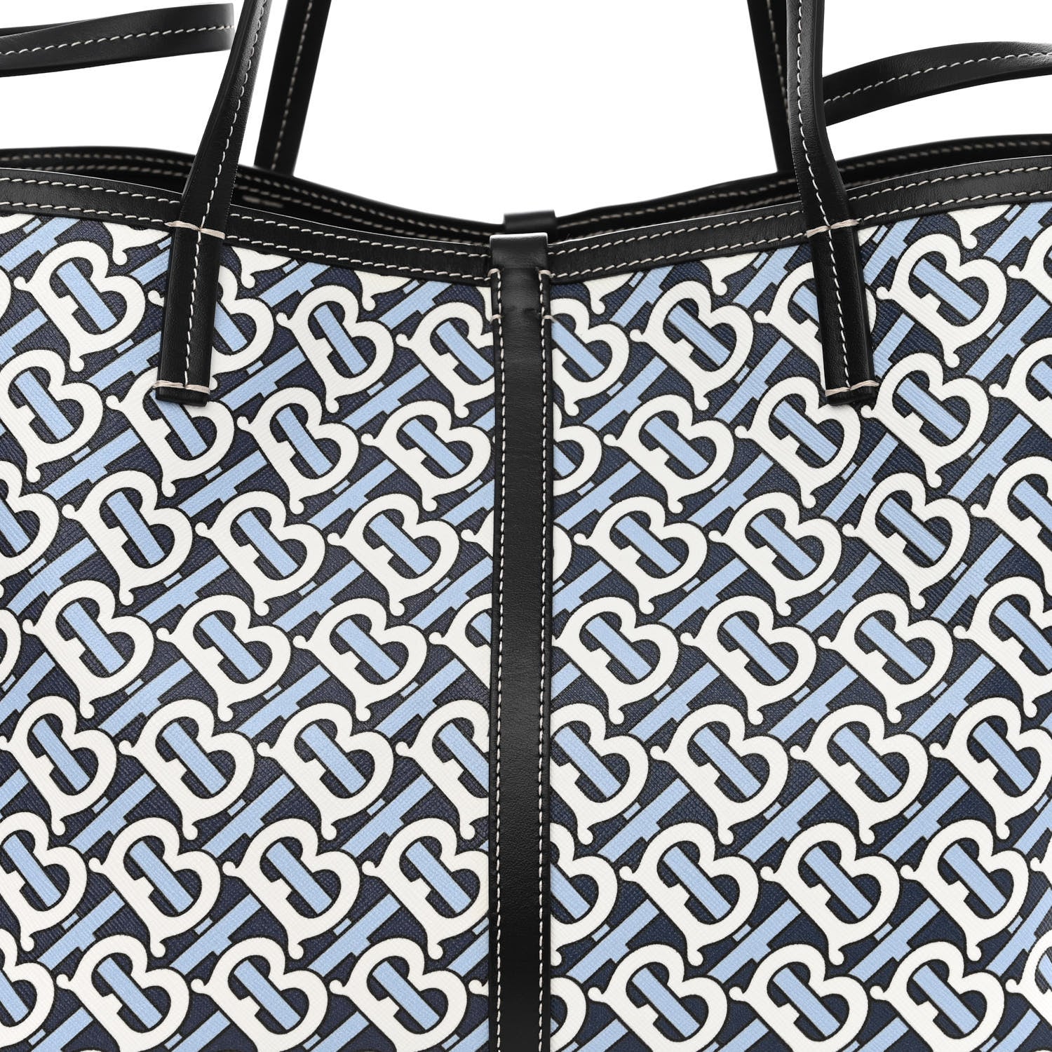 Burberry Cotton Canvas Monogram TB Print Tote Cobalt Black 12 of 14