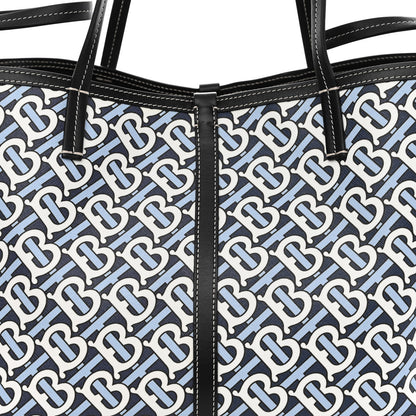 Burberry Cotton Canvas Monogram TB Print Tote Cobalt Black 12 of 14