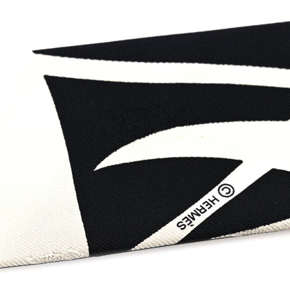 Hermes Silk Calfskin Bouquet Final Fringed Twilly Creme Black 3 of 4