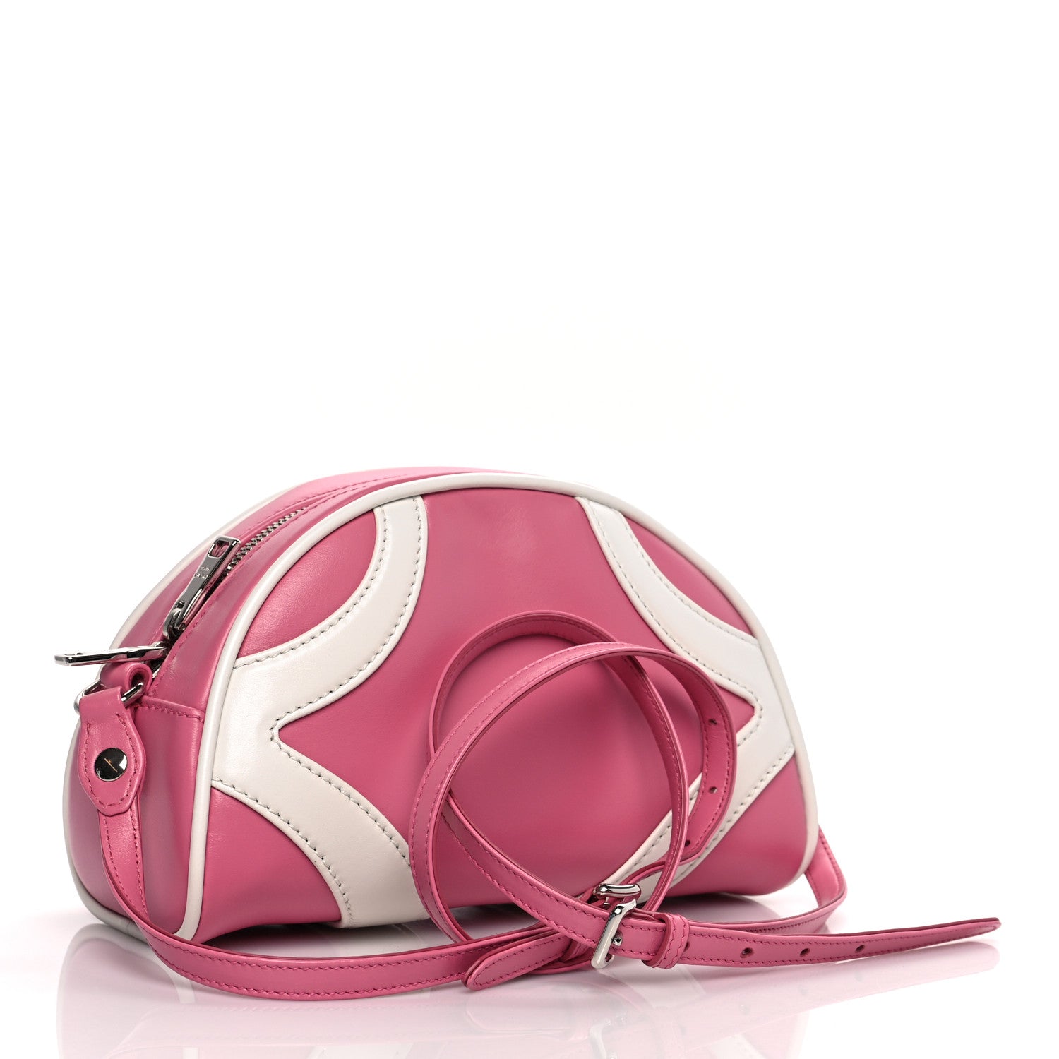 Prada Soft Calfskin Bowling Crossbody Bag Begonia White 3 of 10