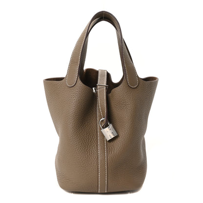 Hermes Taurillon Clemence Picotin Lock 18 PM Etoupe 1 of 9