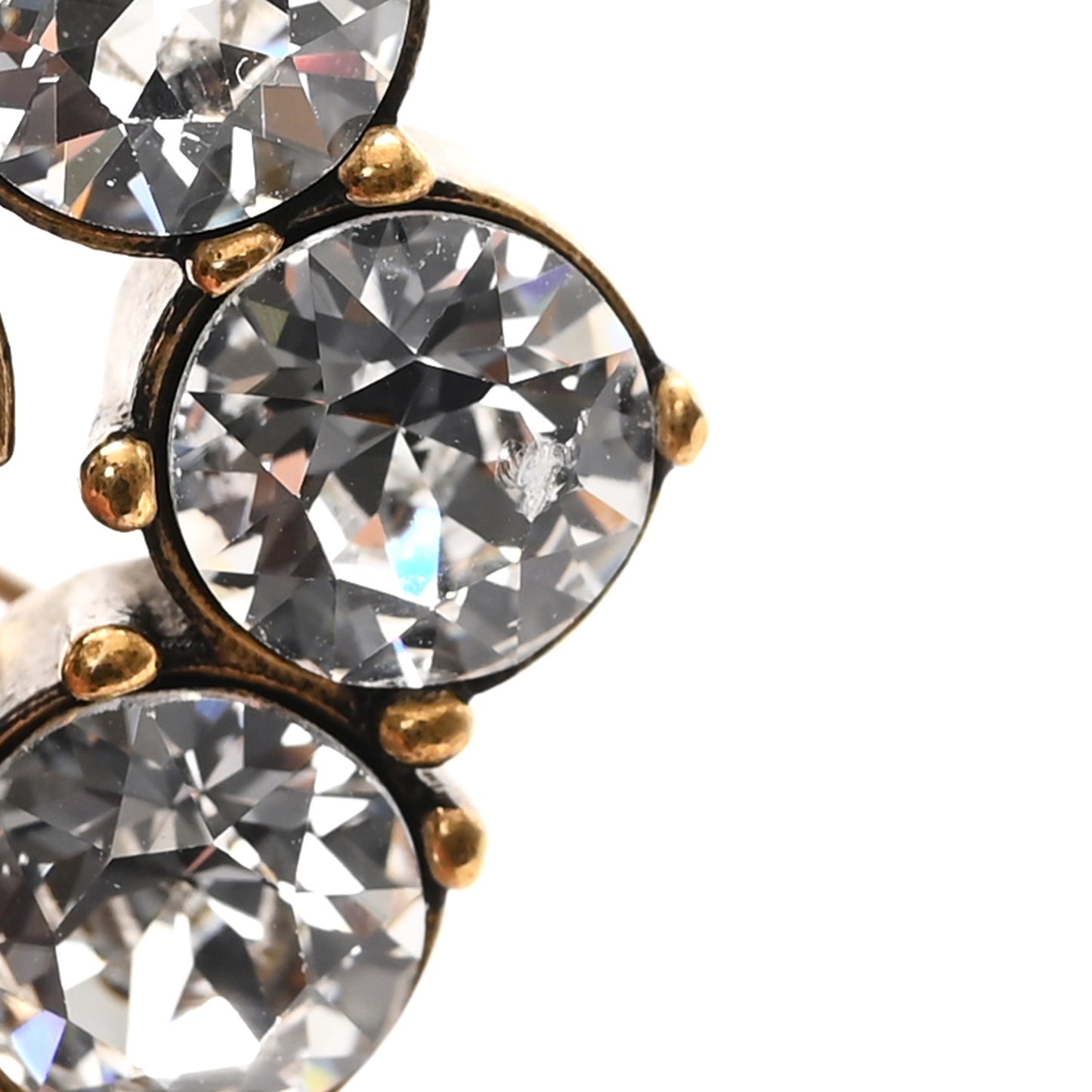 Metal Crystal Double G Brooch Aged Gold