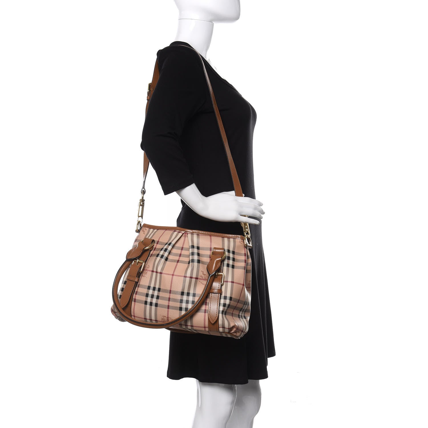 Burberry Haymarket Check Small Northfield Tote Camel 2 of 9