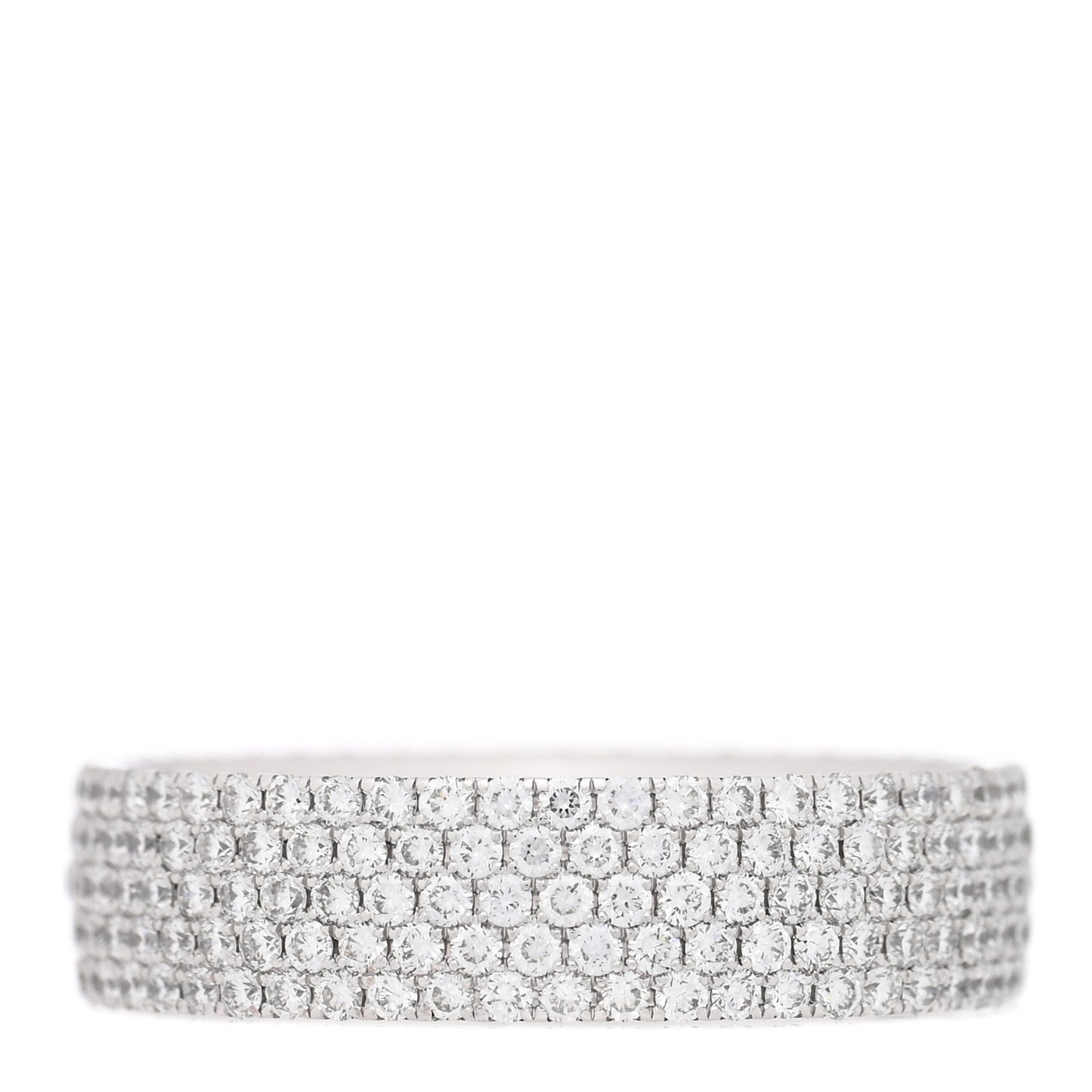 18K White Gold Diamond Metro Five-Row Ring 52 6