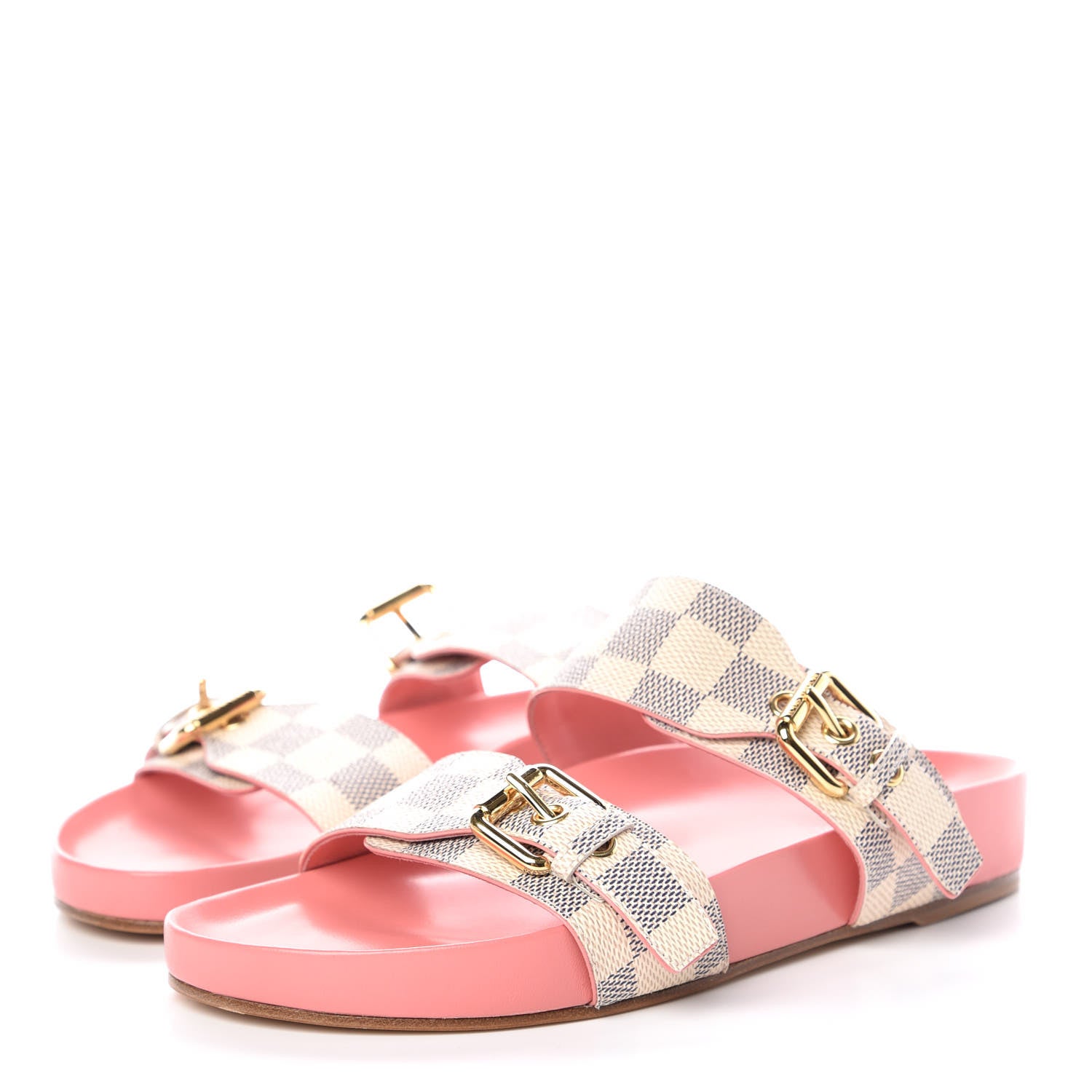 Louis Vuitton Damier Azur Bom Dia Flat Mules 37 Rose Clair 3 of 9