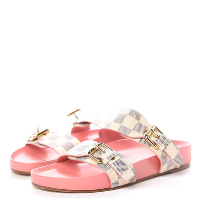 Louis Vuitton Damier Azur Bom Dia Flat Mules 37 Rose Clair 3 of 9