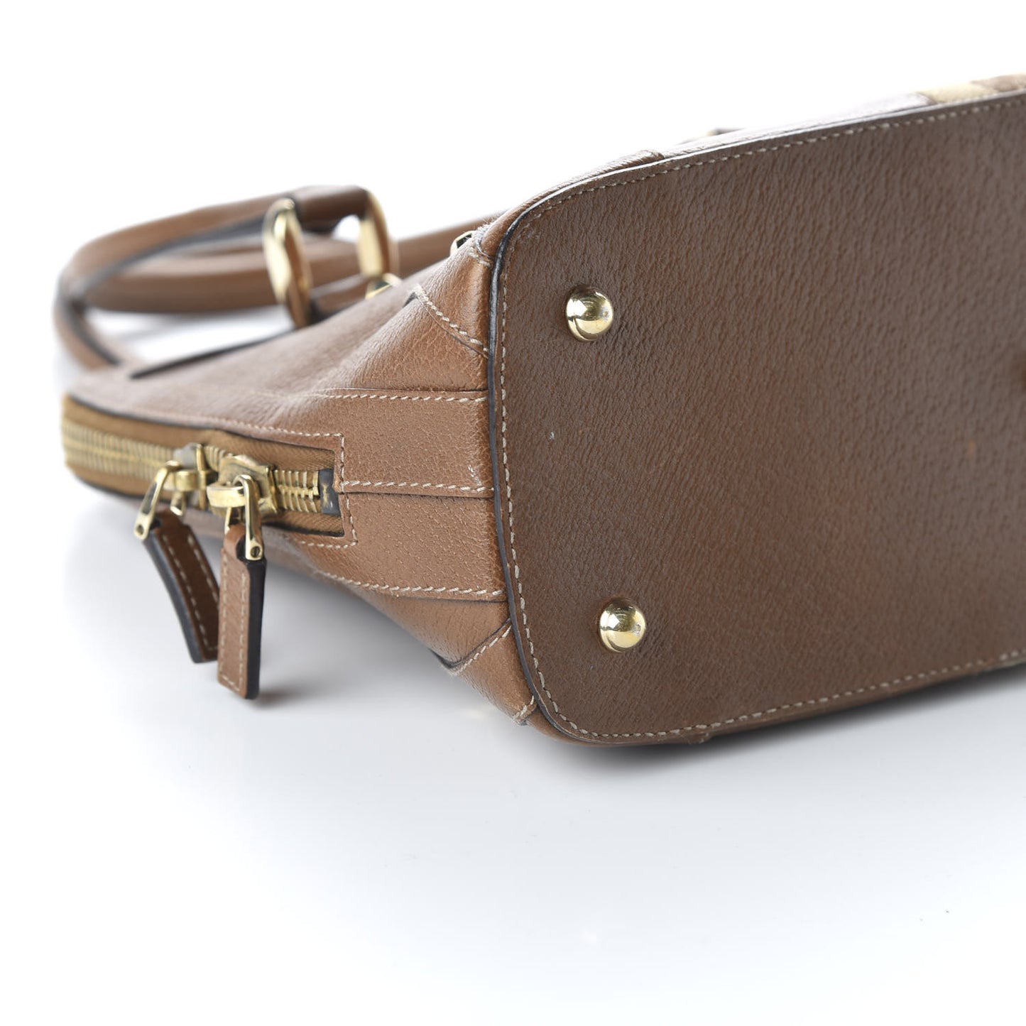 Calfskin GG Monogram Medium Horsebit Nail Dome Bag Dark Brown